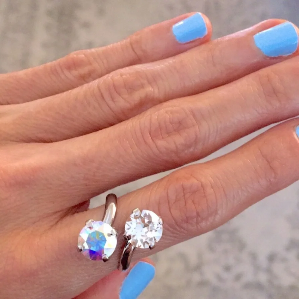 Aurora Borealis + Clear Crystal Ring